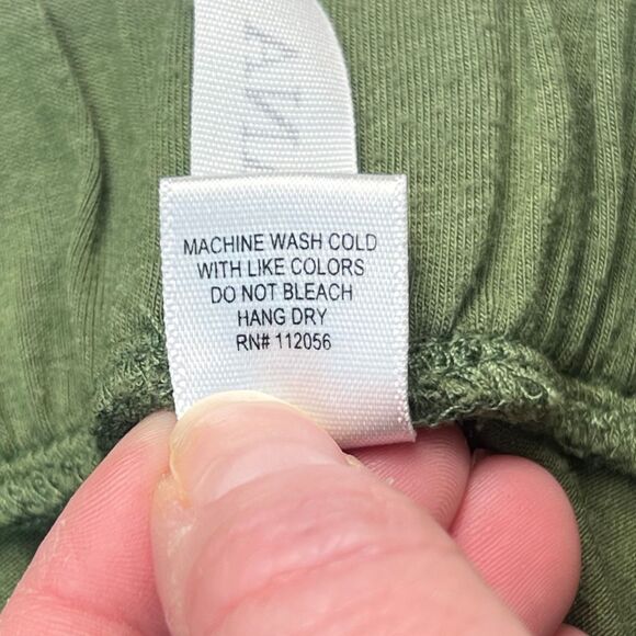 Zenana Pants Medium Olive Green Side Slit Wide Leg Relaxed Knit Jogger Pants - Picture 12 of 12